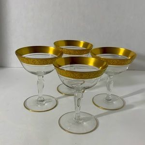 Vintage - Tiffin Gold Set of 4 Hold Rim Champagne Glasses